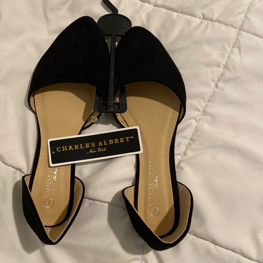 Black slip on dress crushed velvet style shoe